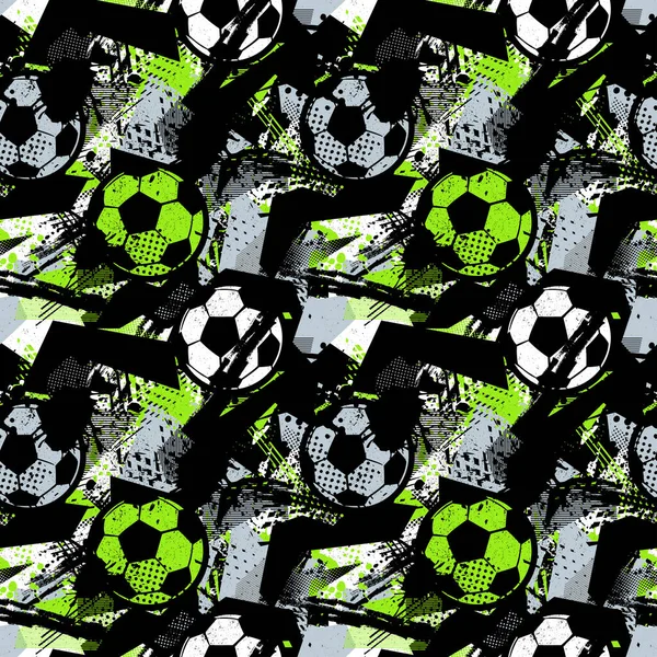 Erkekler Için Soyut Pürüzsüz Desen Futbol Deseni Futbol Topuyla Grunge — Stok Vektör