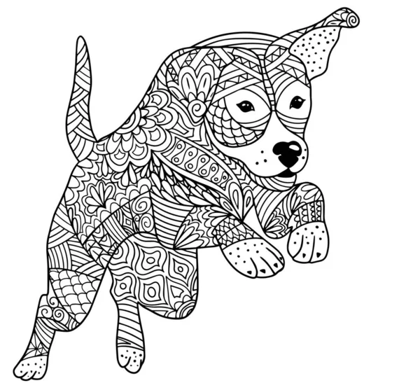 Hand Drawn Vector Illustration Dog Stress Coloring Page Vector Monochrome — Stock Vector