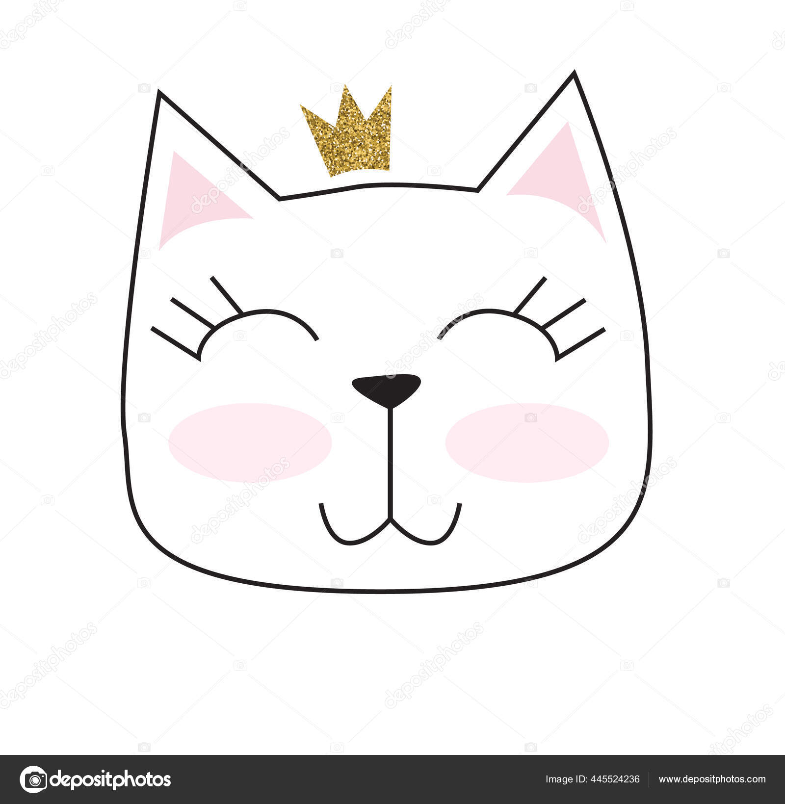 Gatos fofos princesa crianças ilustração desenho infantil amor