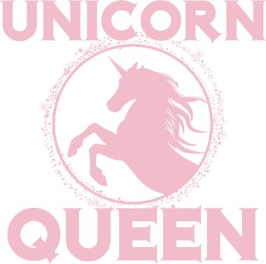 Güzel pembe tek boynuzlu at izi. Gömlek tasarımı. Çocuklar için slogan, kıyafetler, afişler, kızlar, kadınlar, çocuklar için. metin Tekboynuz kraliçe