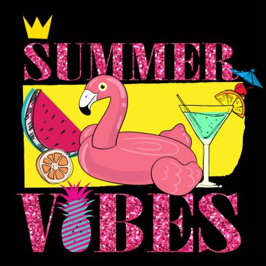 Flamingolu tipografi, kıyafetler, afişler, grafik tişörtler, kızlar, kadınlar, çocuklar için. El yazısıyla yazılmış mesaj. Yaratıcı kız tasarımı 