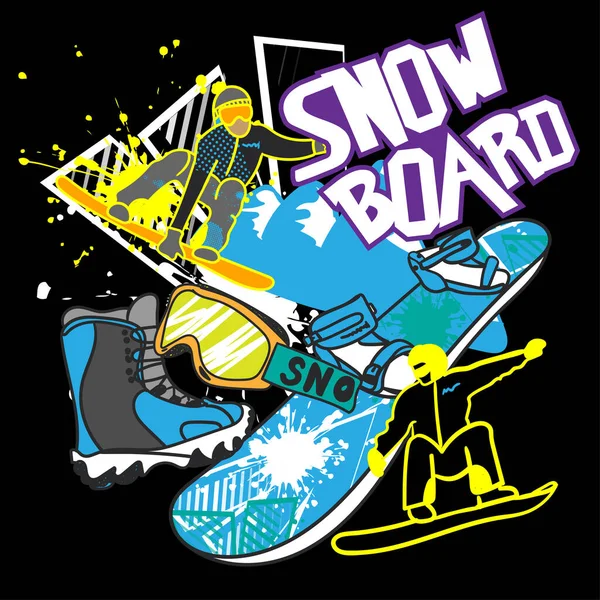 Impresión Tipográfica Con Snowboard Fondo Extremo Para Camisetas Gráficas Ropa — Vector de stock