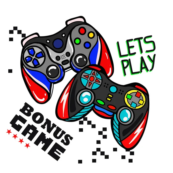 Типография Vector Monster Joysticks Gamepad Illustration Slogan Яркий Отпечаток Отпечатки — стоковый вектор