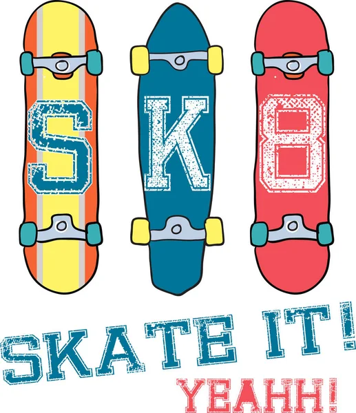 Εικονογράφηση Φορέα Skate Για Shirt Εκτύπωσης Υφάσματα Εκτυπώσεις Άλλες Χρήσεις — Διανυσματικό Αρχείο
