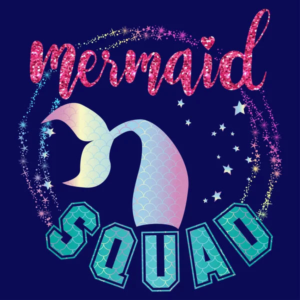 Cute Typography Print Mermaid Slogan Kids Graphic Tees Shirt Prints — Stock Vector