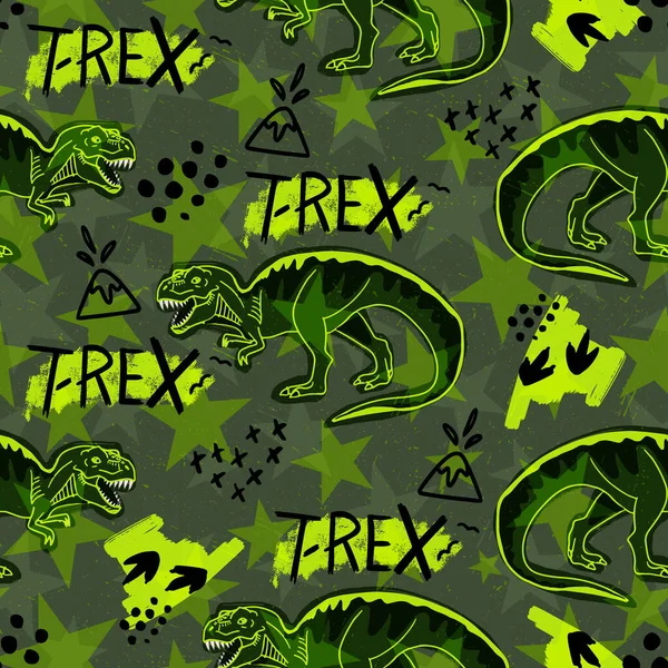 가시없는 Dino 티셔츠인 포장지 디자인은 Rex 디자인 — 스톡 벡터