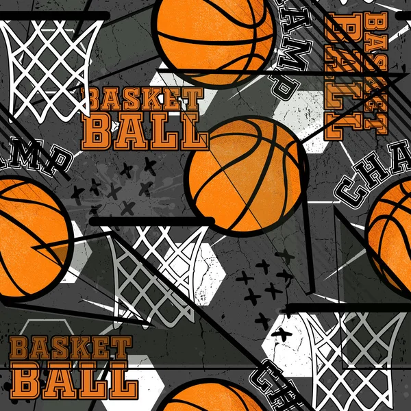 Abstract Seamless Grunge Sport Pattern Pattern Textile Basketball Modern Background — Stock Vector