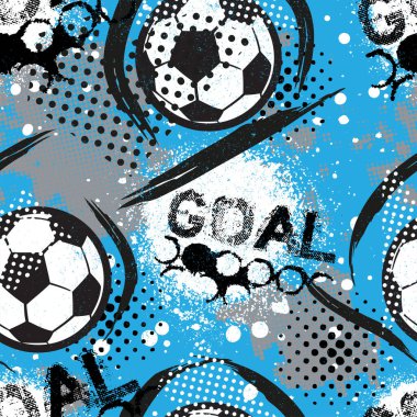 Erkekler için soyut, pürüzsüz desen. Futbol deseni. Futbol topuyla Grunge kentsel desen. Beyaz arka planda siyah ve yeşil renkli spor duvar kâğıdı. Tekrarlanan spor deseni.