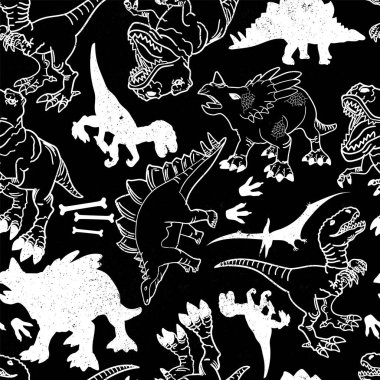Kusursuz siluet Dino deseni, tişört, tekstil, ambalaj kağıdı, ağ baskısı. T-rex 'li orijinal tasarım, dinozor. Erkekler ve kızlar için grunge tasarımı