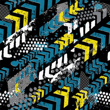 Soyut, dikişsiz, haotik desenli aşınmış, damlalar, spreyler. Vinil ambalaj ve çıkartma için arka plan. Grunge kentsel arka planı tekstil, spor giysileri, baskılar için.