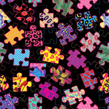 Bulmacaları olan kusursuz, parlak, kız işi bir iz. Tekstil, baskı, ambalaj kağıdı ve daha fazlası için.