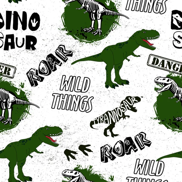 Seamless camouflage Dino pattern, print for T-shirts, textiles, wrapping paper, web. Original design with t-rex, dinosaur. grunge design for boys and girls