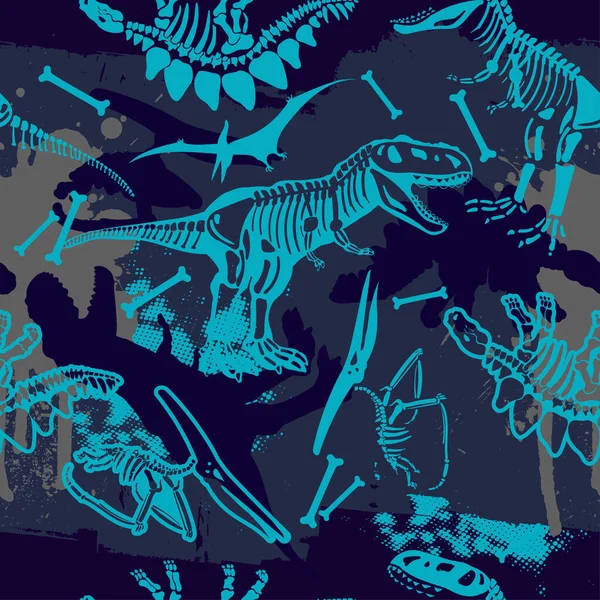 Patrón Dino Silueta Sin Costuras Impresión Para Camisetas Textiles Papel — Vector de stock