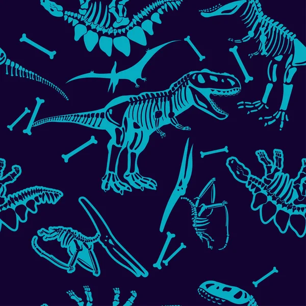 无缝线轮廓Dino图案 打印T恤衫 纺织品 包装纸 原来的设计与T Rex 男孩和女孩的抹黑设计 — 图库矢量图片