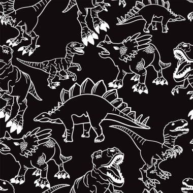 Kusursuz siluet Dino deseni, tişört, tekstil, ambalaj kağıdı, ağ baskısı. T-Rex 'li orijinal tasarım, dinozorlar. Erkekler ve kızlar için grunge tasarımı