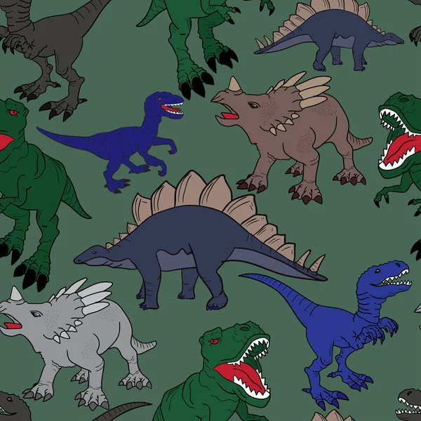 Patrón Dino Silueta Sin Costuras Impresión Para Camisetas Textiles Papel — Archivo Imágenes Vectoriales