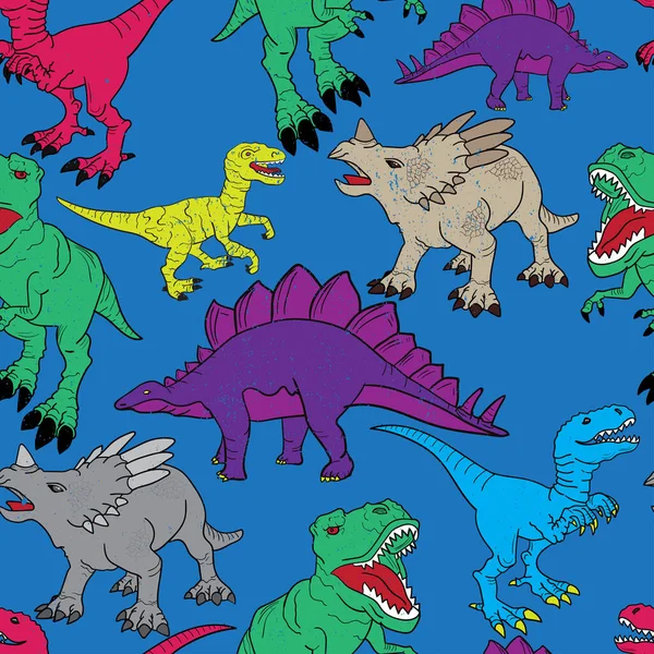 Sömlös Siluett Dino Mönster Tryck För Shirts Textilier Omslagspapper Webben — Stock vektor