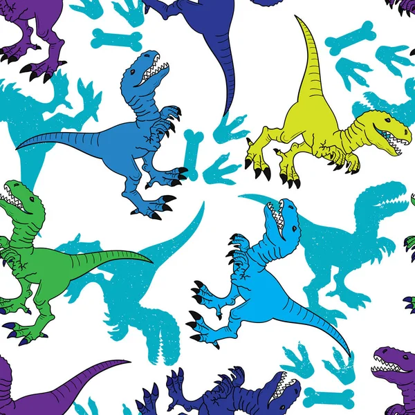 Seamless Dino pattern, print for T-shirts, textiles, wrapping paper, web. Original design with t-rex,dinosaurs.  design for boys 
