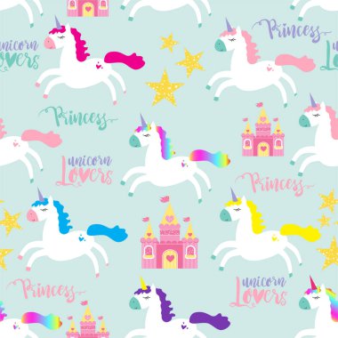 Tek boynuzlu at deseni. vektör illüstrasyonu