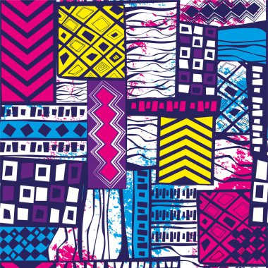 Soyut el çizimi elementlerle kusursuz desen