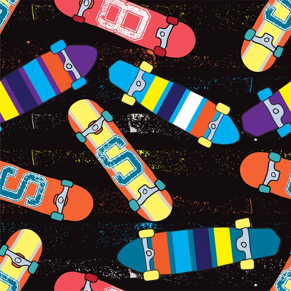 Skateboard Pattern Seamless Bright Abstract Pattern Skateboard Prints Shirts Textiles — Stock Vector