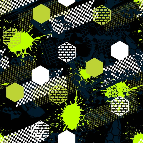 Hand drawn pattern with geometric elements and blots. Seamless abstract pattern. Pattern for creative t-shirt textile, wrapping paper 