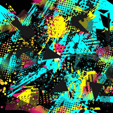 Tekstil için kentsel geometrik elementlerle soyut, pürüzsüz kaotik desen. Modern grunge geçmişi. Erkekler ve kızlar için duvar kağıdı