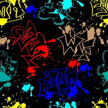 Grafiti tarzında elle çizilmiş, pürüzsüz bir şekil. Tekstil için gri modern arkaplan