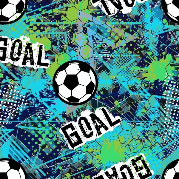 Patrón Fútbol Sin Costura Abstracto Para Niños Textiles Ropa Grunge — Vector de stock