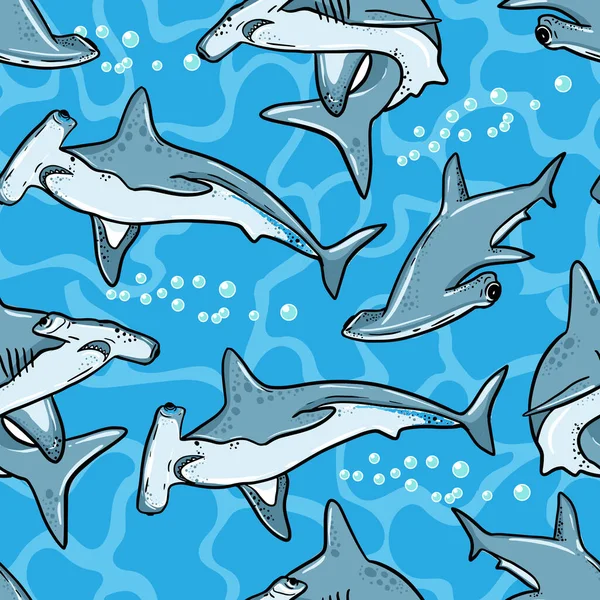 Гранж Сучасний Безшовний Візерунок Акулами Плоский Дизайн Концепція Дитячого Друку — стоковий вектор