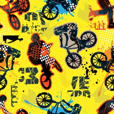 Bisikletli aşırı sürücüler vektör illüstrasyonunu ayarlar 