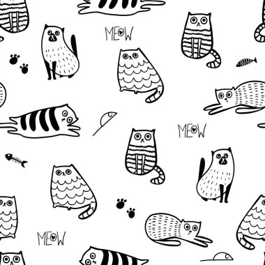 Kedi vektör çizimi seti 