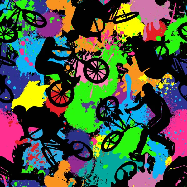 Cyclistes Extrêmes Sur Les Vélos Ensemble Illustration Vectorielle — Image vectorielle
