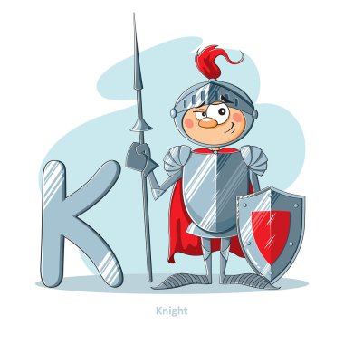 Alfabe - komik Knight K harfi çizgi film