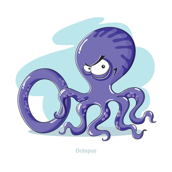 Cartoons Alphabet - Letter O with funny Octopus — Stock Vector