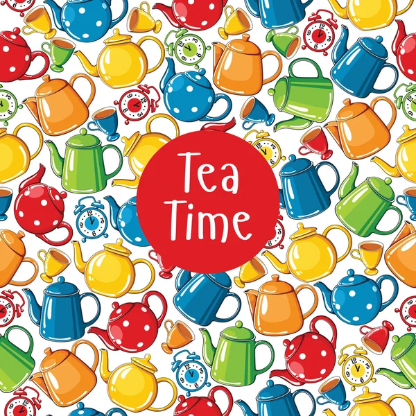 Seamless pattern tea time — Stock Vector