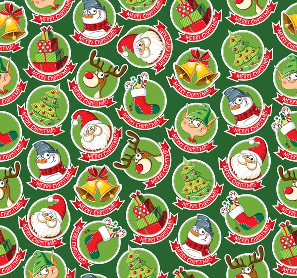 Komik Noel karikatür çıkartmaları ile Seamless Modeli