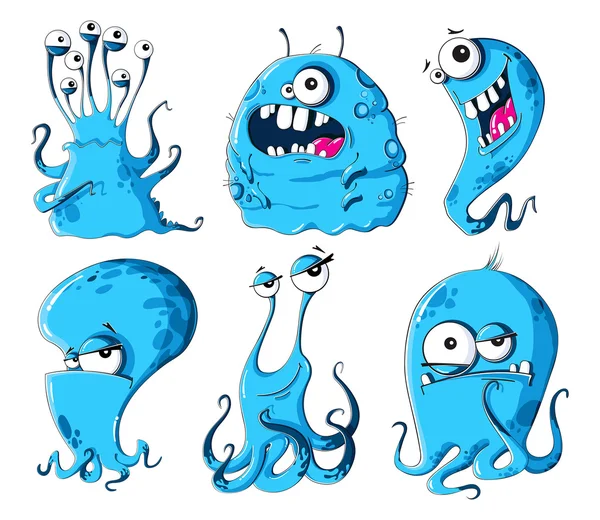 Cartoon microbes bacteria monsters — Stock Vector