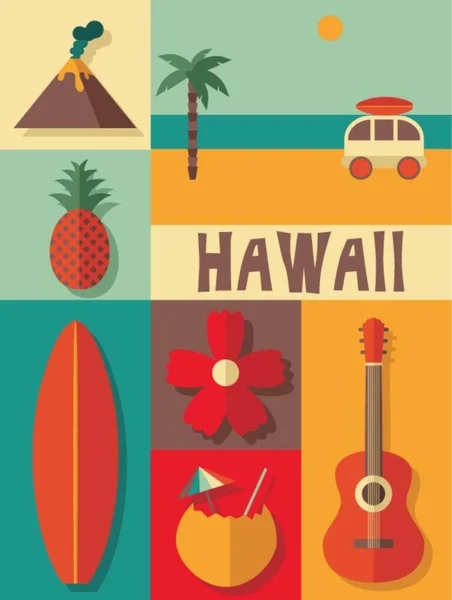 Símbolos Ilustração Hawaii —  Vetores de Stock