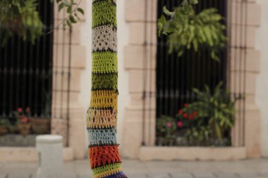 Ağaç dalı ile dokuma yün iplik için