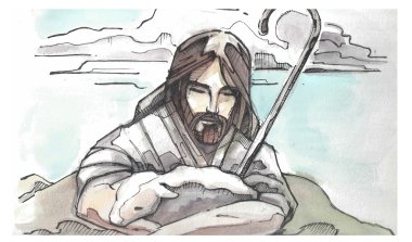 Jesus Goos Shepherd illustration clipart