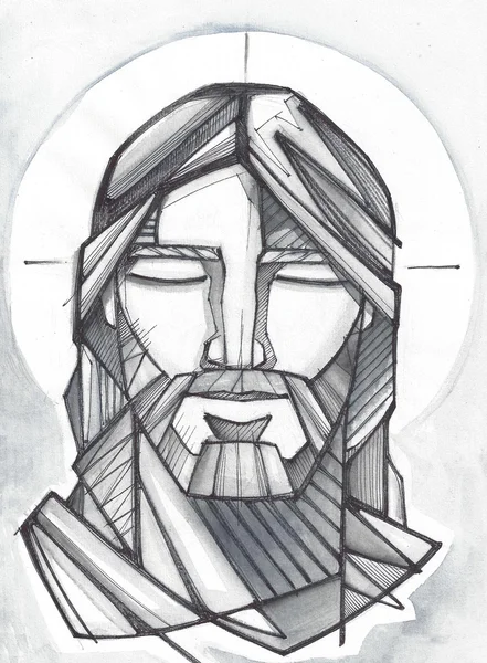 耶稣祈祷的脸 — 图库照片