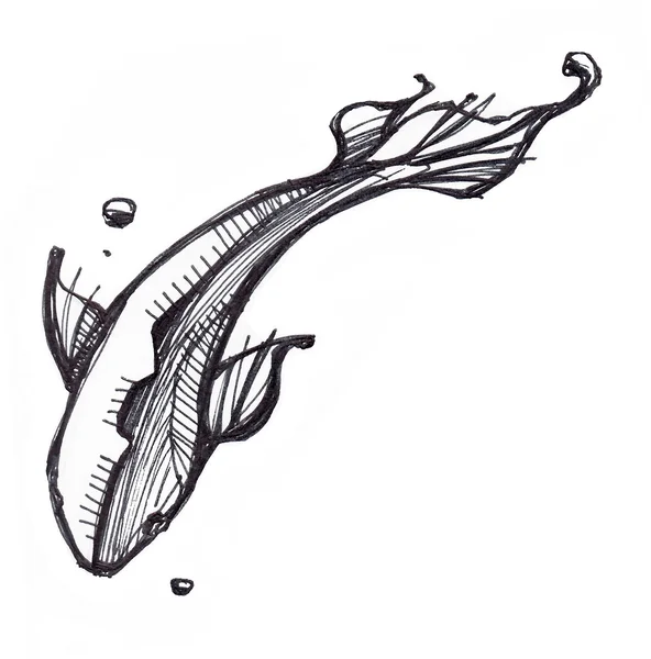 Handgezeichneter Schwimmfisch — Stockfoto
