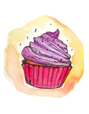 Cupcake suluboya resim