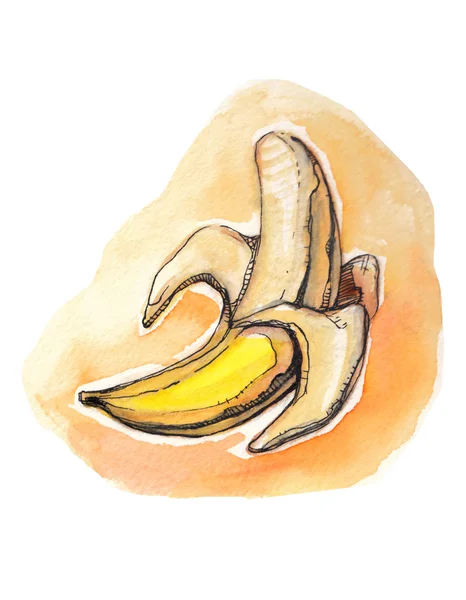 Banana watercolor illustration — Stock Photo, Image