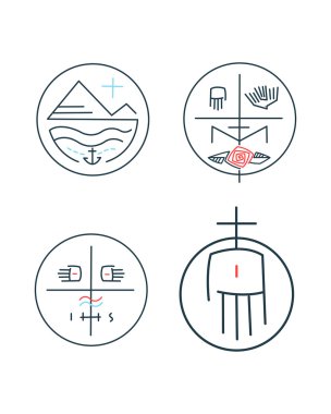 set of abstract religious symbols clipart
