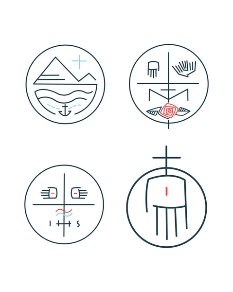 Conjunto de símbolos religiosos abstractos — Vector de stock