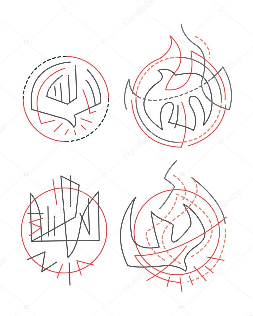 abstract religious symbols set