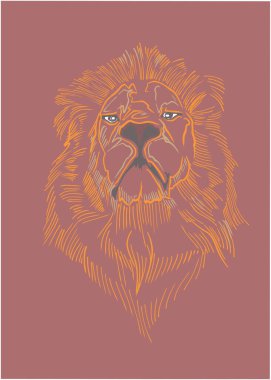 El çizimi. Bir aslan başının vektör illüstrasyonu veya çizimi