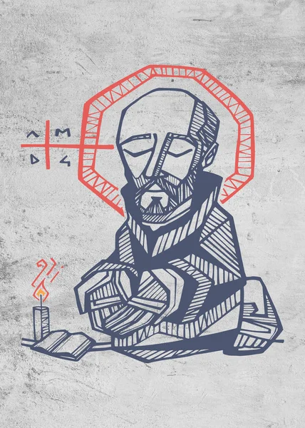Digital illustration or drawing of  the Jesuit Saint Ignatius of Loyola